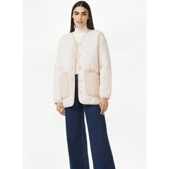 Free Assembly Women's Quilted‎ Cinched Waist Liner Jacket Mauve Chalk Size Med - Picture 4 of 16